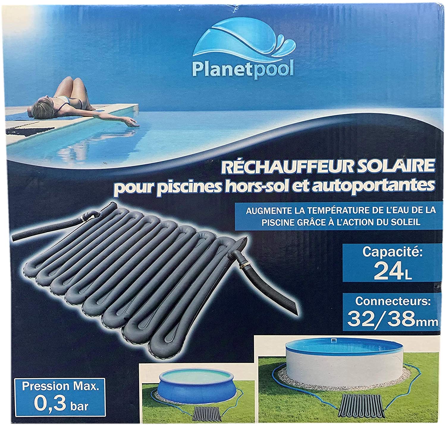Réchauffeur Chauffage solaire pour piscine hors sol, dimensions 130 cm x 80 cm Modèle souple Réchauffeur Chauffage solaire pour piscine hors sol, dimensions 130 cm x 80 cm Modèle souple