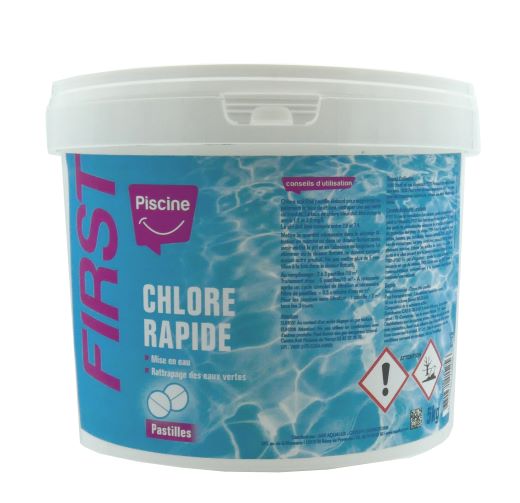 Chlore Choc pastilles de 25gr Gamme FIRST Seau de 5 KG Edenéa
